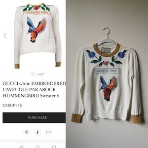 Gucci hummingbird embroidered sweater
